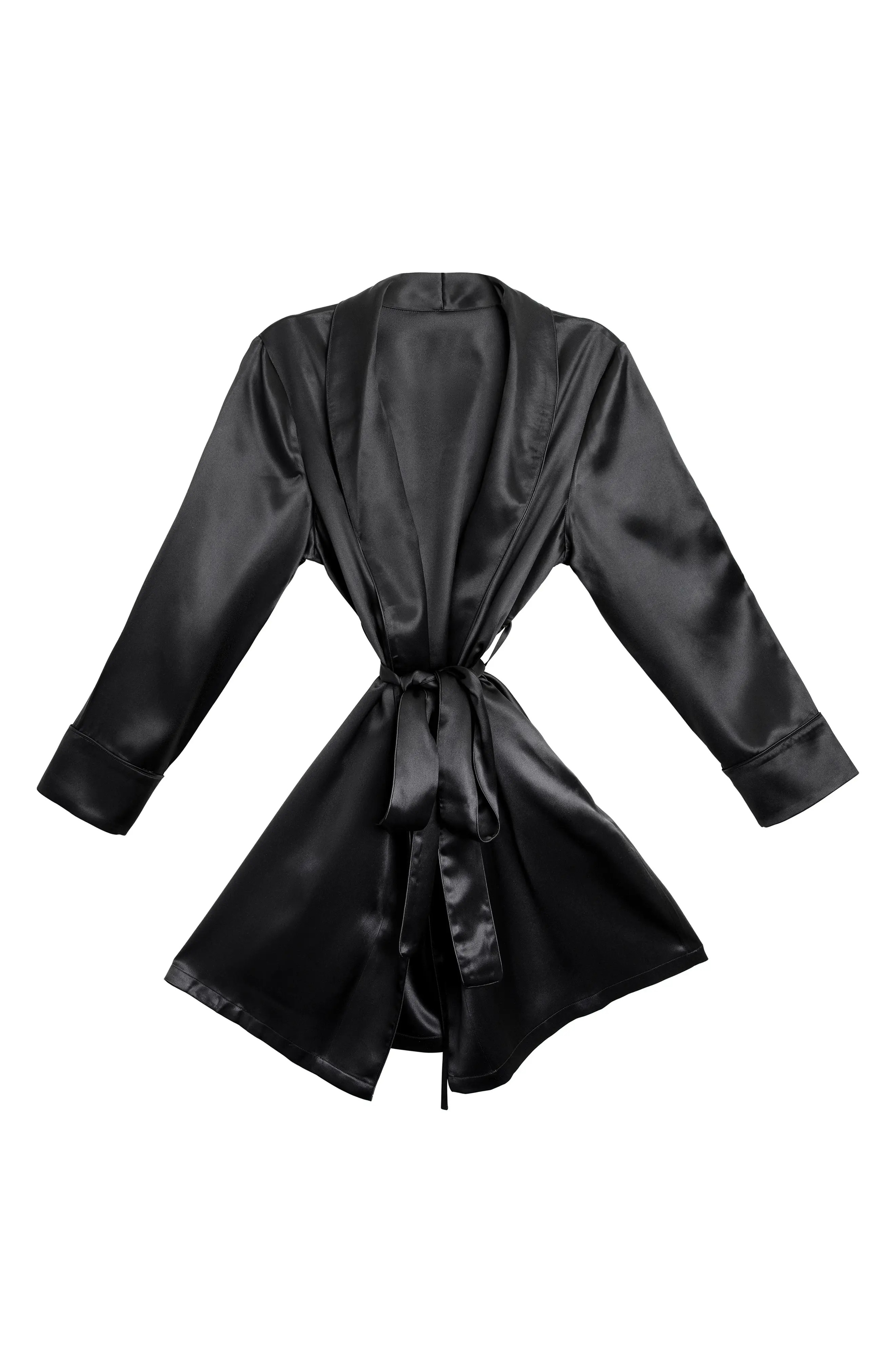 BLISSY Mulberry Silk Robe in Black at Nordstrom | Nordstrom