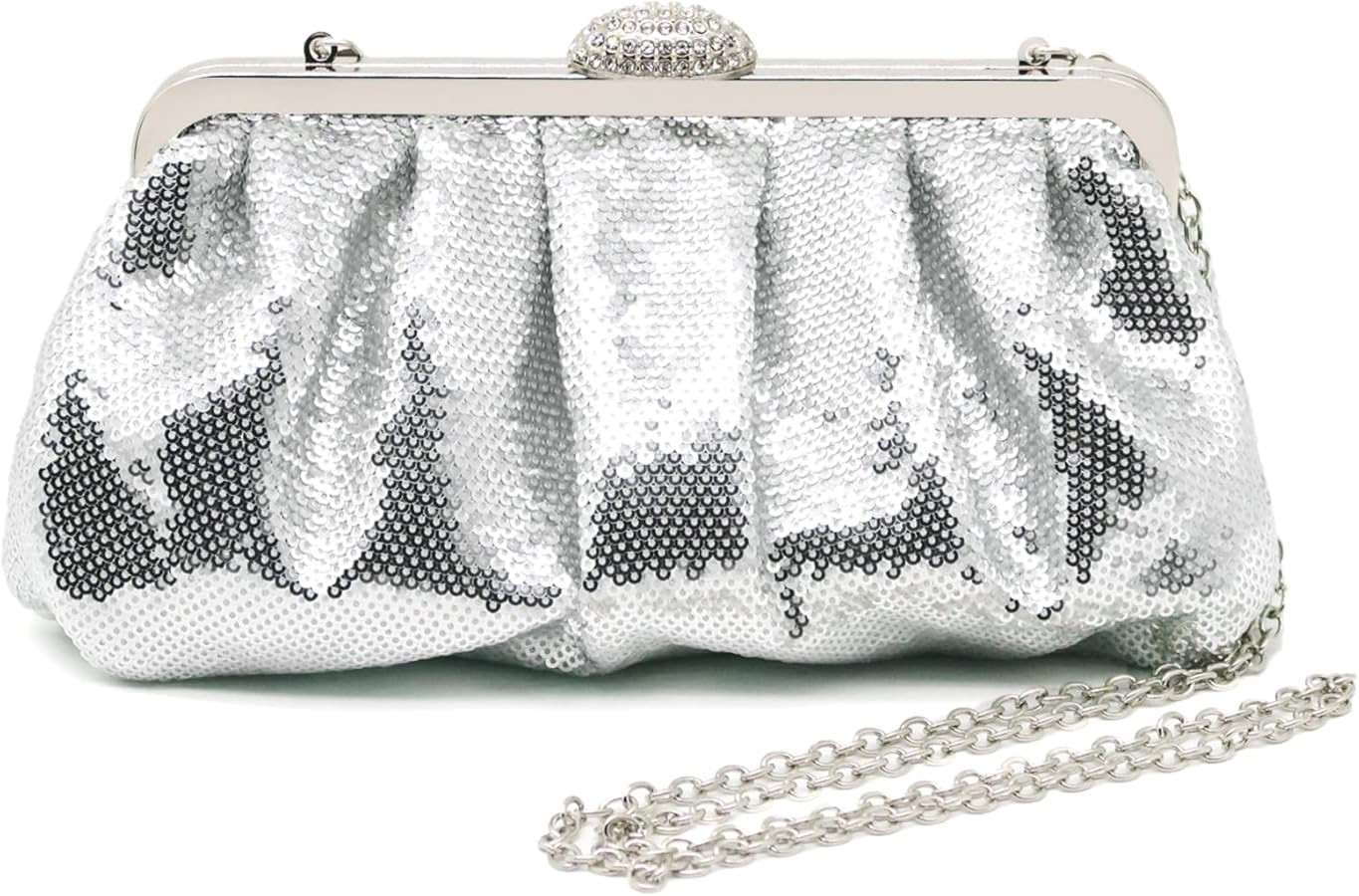 Sequin Clutch Purses for Women Beaded Pleated Clutch Bag Glitter Dressy Wedding Party Formal Even... | Amazon (US)