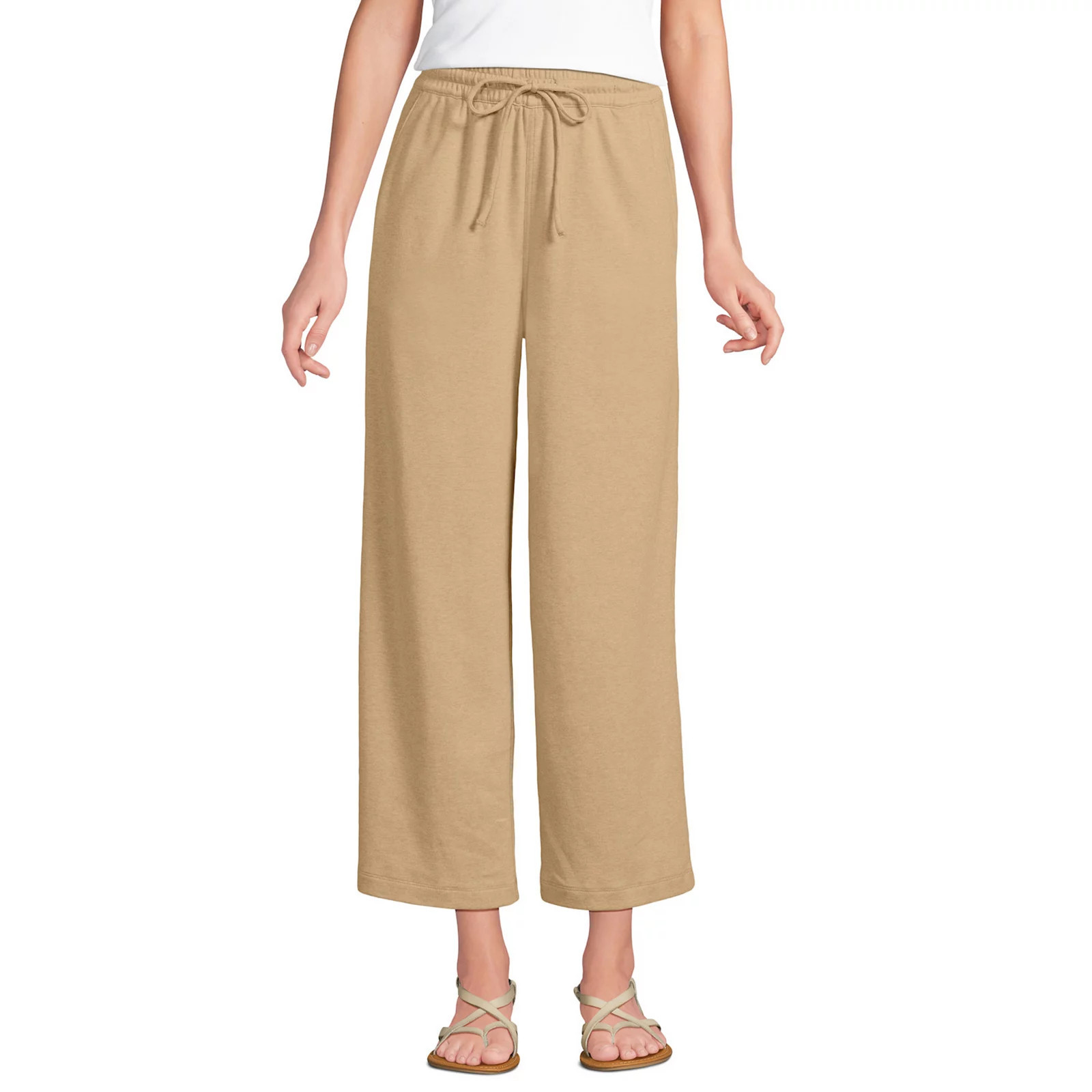 Women's Lands' End Sport Knit Pull-On Wide Leg Crop Pants, Size: XS, French Pecan Grey | Kohl's