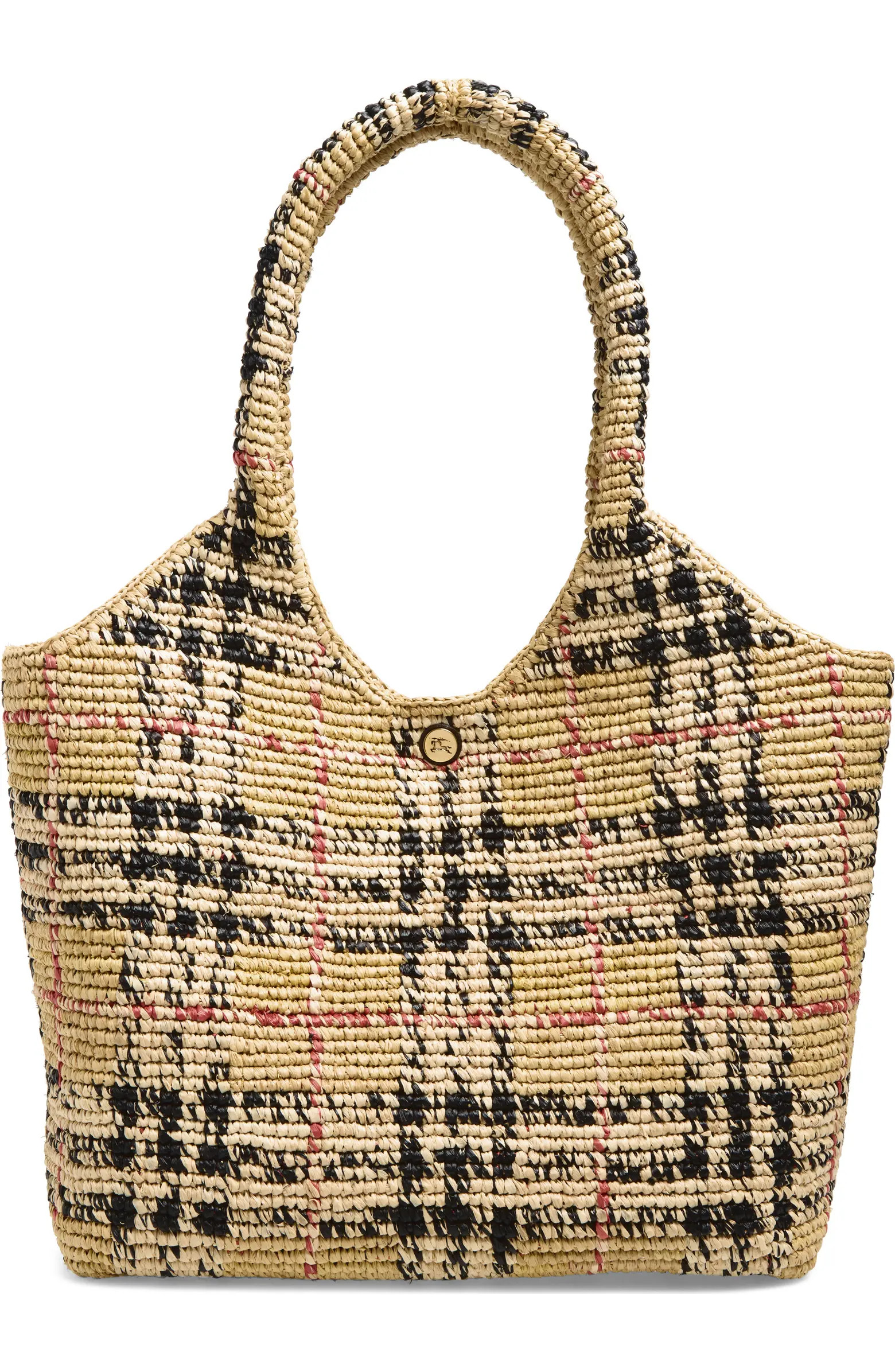 Small Margate Check Raffia Tote | Nordstrom