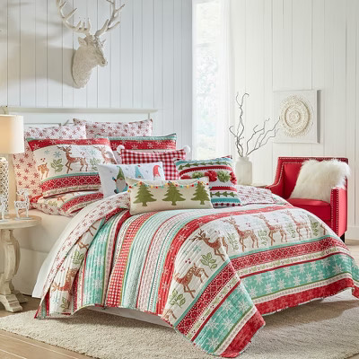 Let It Snow Holiday Quilt Set - One King Quilt and Two King Pillow Shams Red - Levtex Home | Target