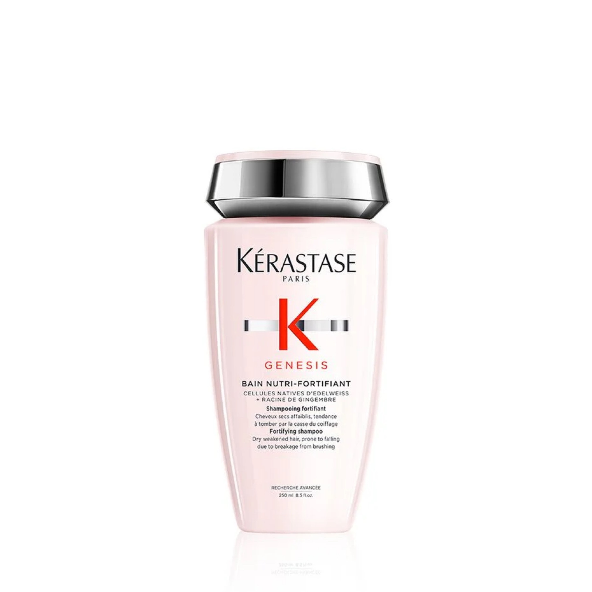 Gently cleanses scalp & hair while adding moisture. Provides intense nourishment and gently detangles hair. Prevents risk of hair-fall due to breakage from brushing. 
92% less hair fall due to breakage from brushing*. 65% more smooth/conditioned

This shampoo is for THICK hair. The shampoo for FINE hair is the other shampoo that is linked under Genesis  