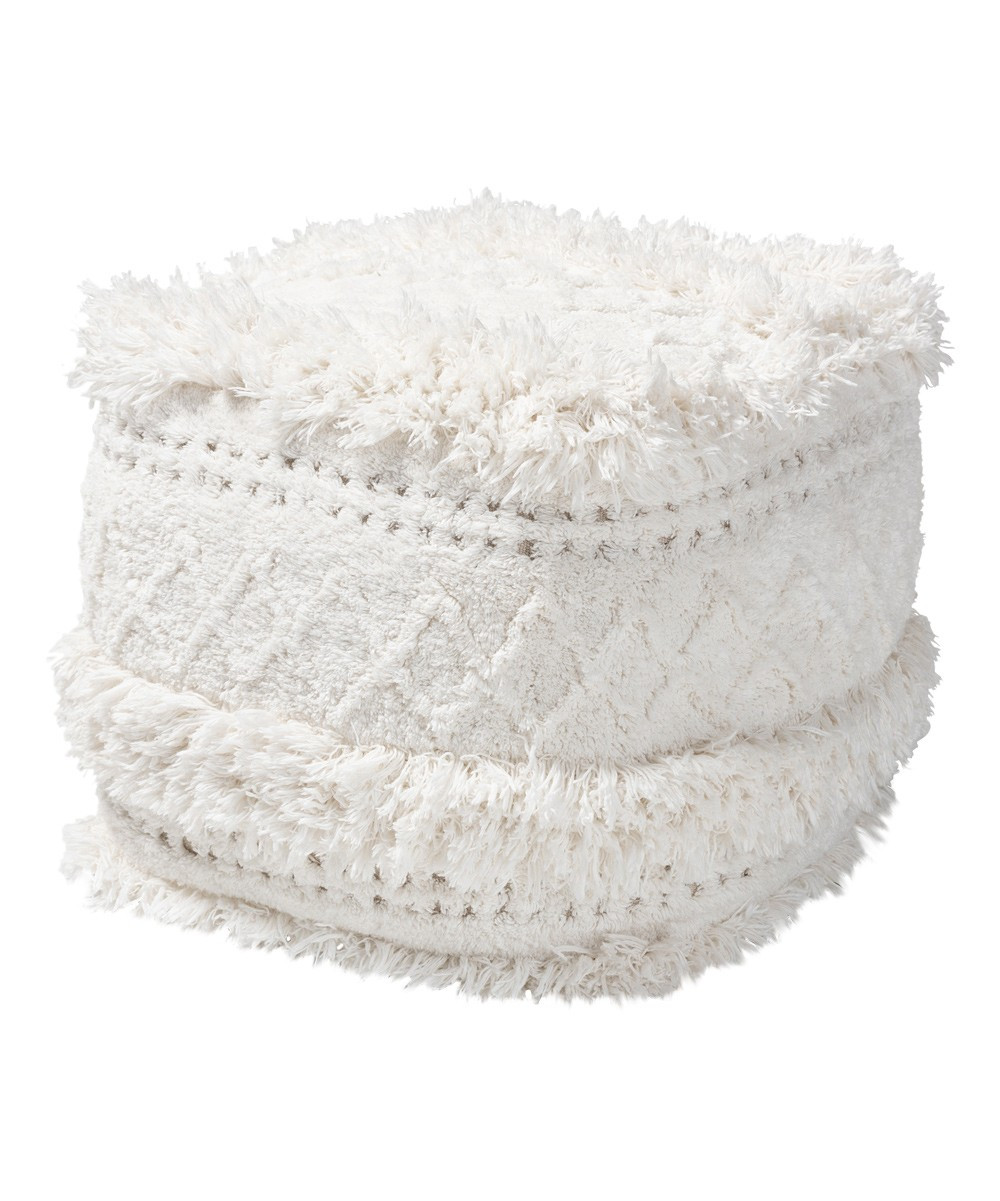 Ivory Curlew Handwoven Pouf Ottoman | Zulily
