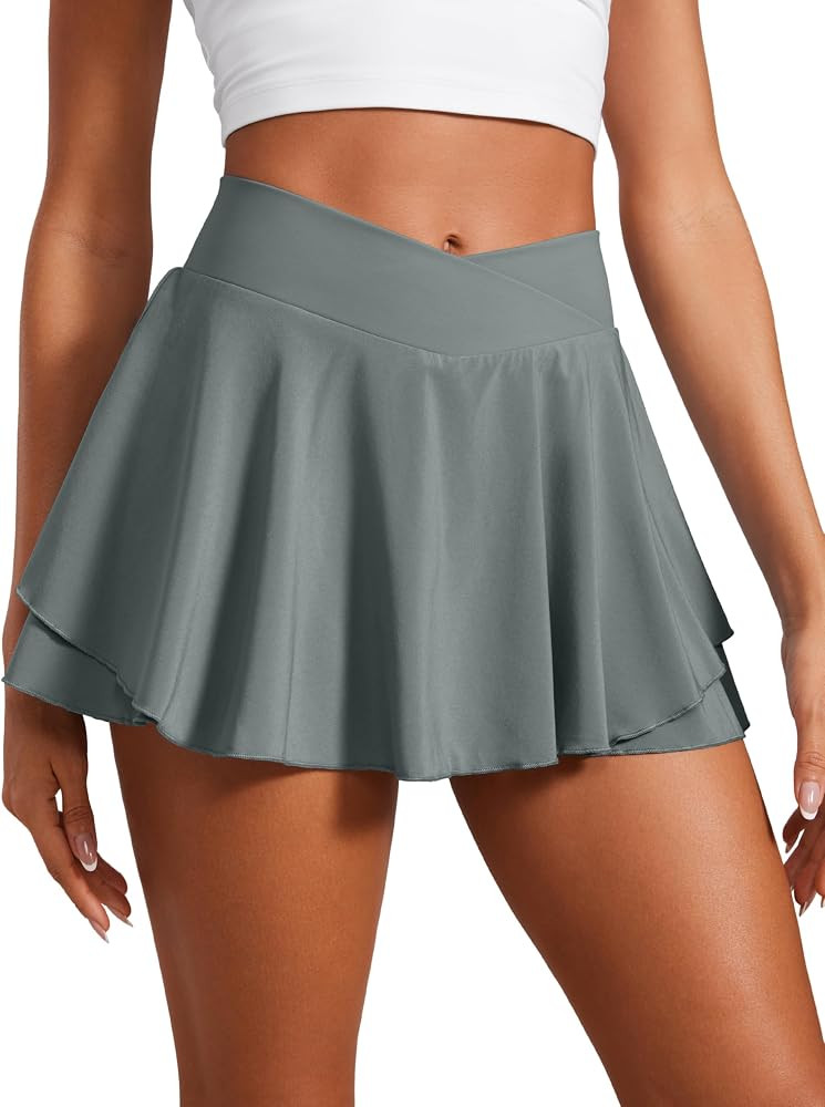 CRZ YOGA Crossover High Waisted Tennis Skirt | Amazon (US)