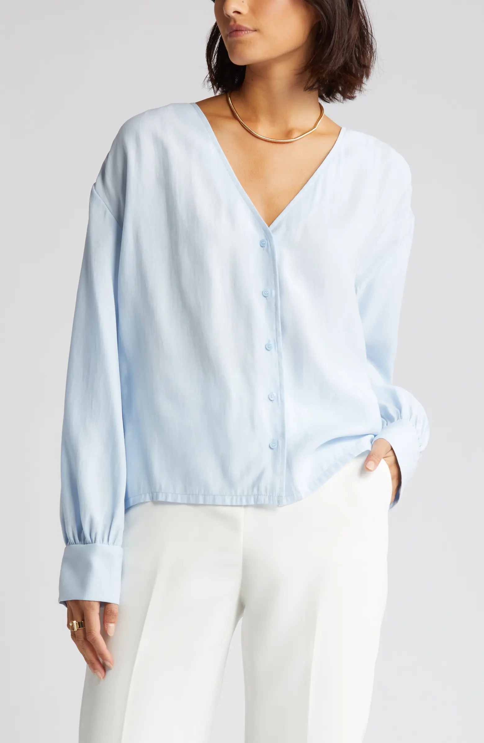 V-Neck Button Blouse | Nordstrom