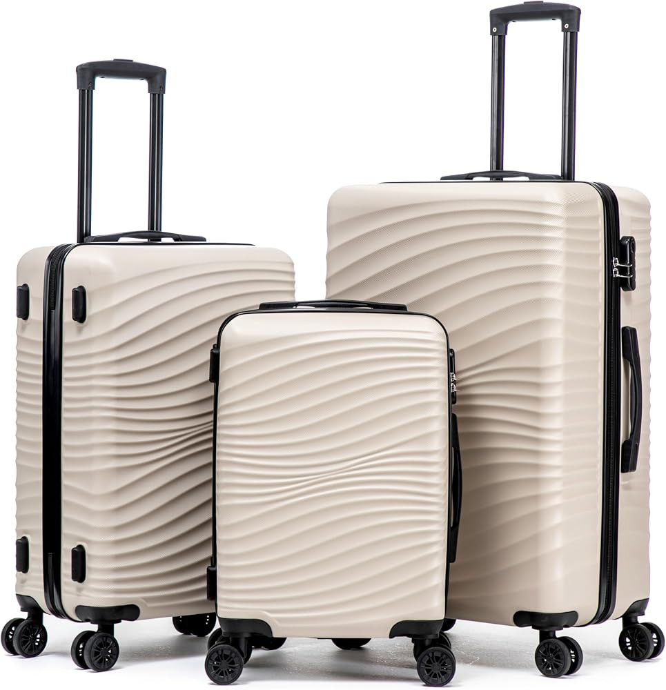 Rosamo Luggage Sets 3 Piece, ABS Suitcase Set (20/24/28), Hardside luggage with Spinner Wheels, T... | Amazon (US)