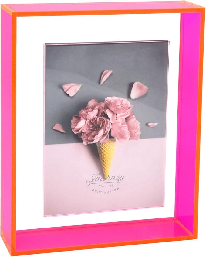 5x7 Floating Picture Frame Neon Acrylic Wall Mount Tabletop Desk Frame Decoration Colored Modern ... | Amazon (US)