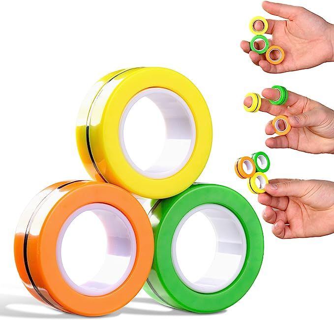 nutty toys Magnetic Rings Fidget Set Pack - Top Stress & Anxiety Relief Gift 2022, Silent Desk To... | Amazon (US)