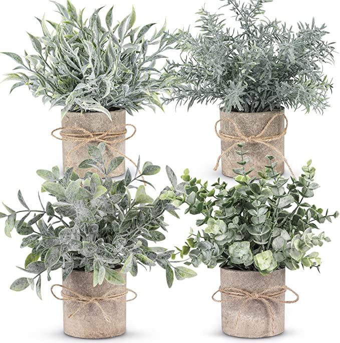 WUKOKU 4 pcs Small Fake Plants Mini Artificial Potted Plants for Farmhouse Office Bathroom Home D... | Amazon (US)
