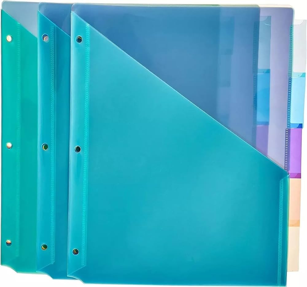 Amazon Basics Tab Dividers for 3 Ring Binder, Two Pocket, Letter Size, Assorted Colors, 15 Count | Amazon (US)