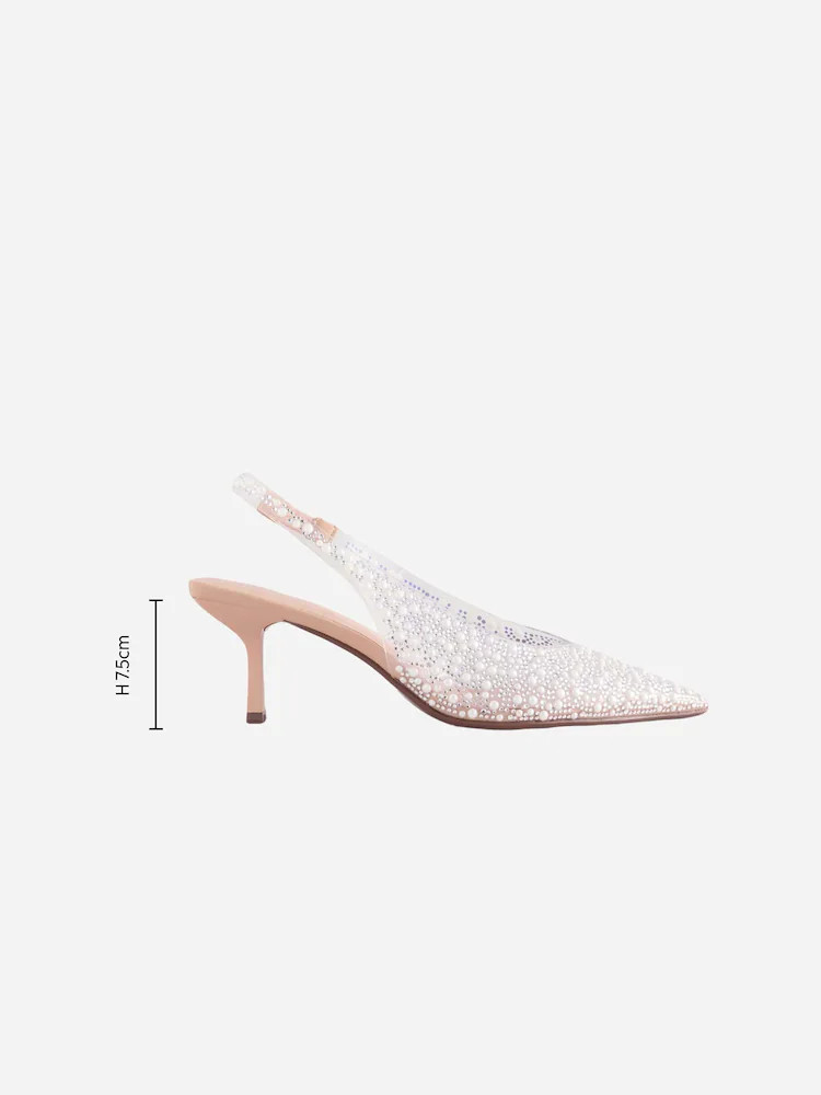 Weiß - Forever Comfort® Slingback-Schuhe mit Absatz, spitzer Zehenpartie und Schmuckstein-Detai... | Next EU