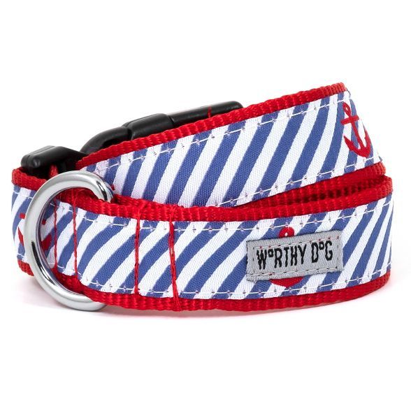 The Worthy Dog Navy Stripe Anchors Dog Collar | Target