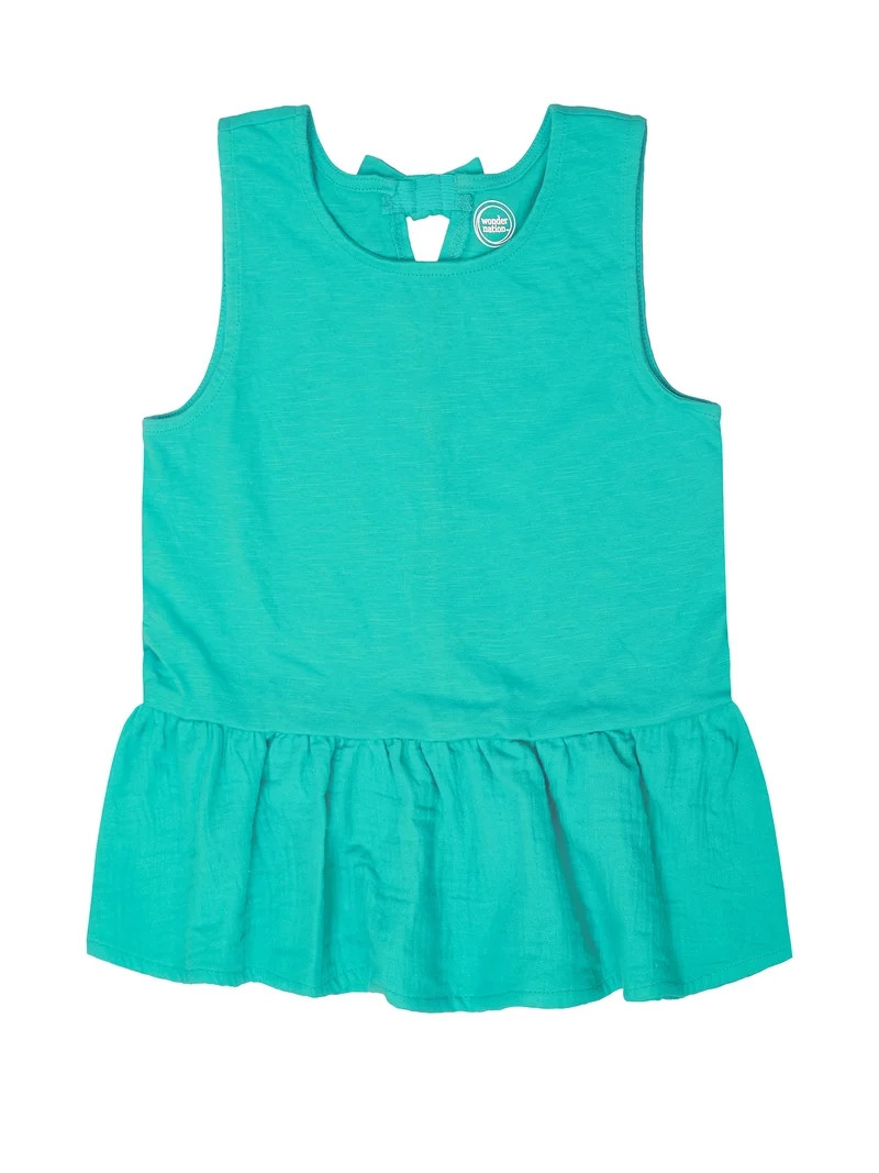 Wonder Nation Girls Peplum Tank, Sizes 4-18 & Plus | Walmart (US)