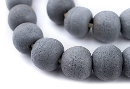 Jumbo Recycled Glass Beads, 21–25mm – African Sea Glass for Wall Hangings, Coffee Table Decor, Shelf Styling, and Home Accents – (Grey Opaque) – The Bead Chest | Amazon (US)