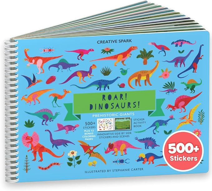 Cupkin Dinosaur Sticker Book Activity for Kids, Toddler Airplane Travel Essentials, 500+ Dino Sti... | Amazon (US)