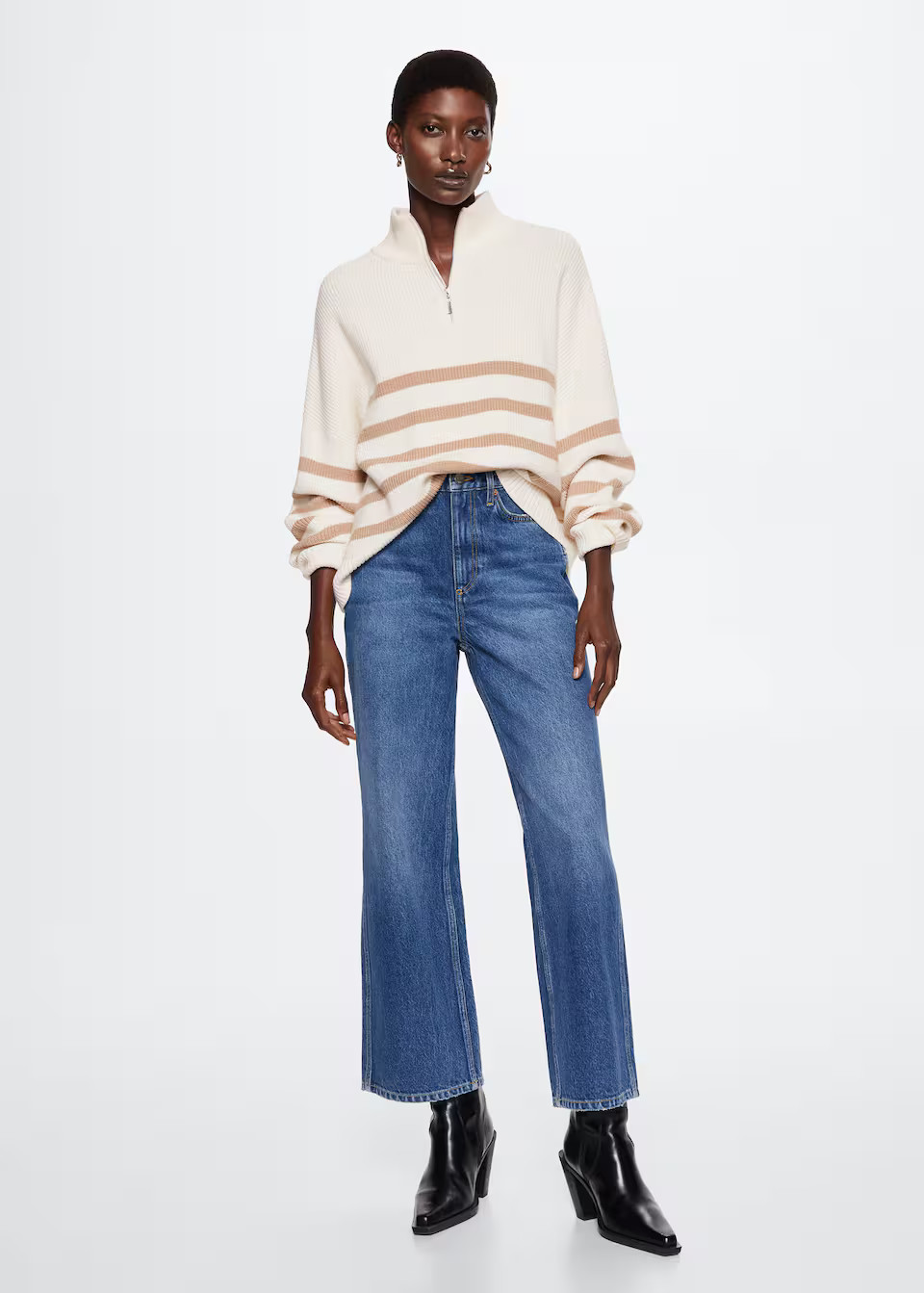Striped sweater with zipper | MANGO (US)