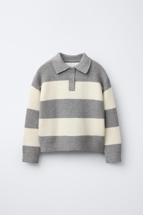 STRIPED KNIT POLO SWEATER | Zara US
