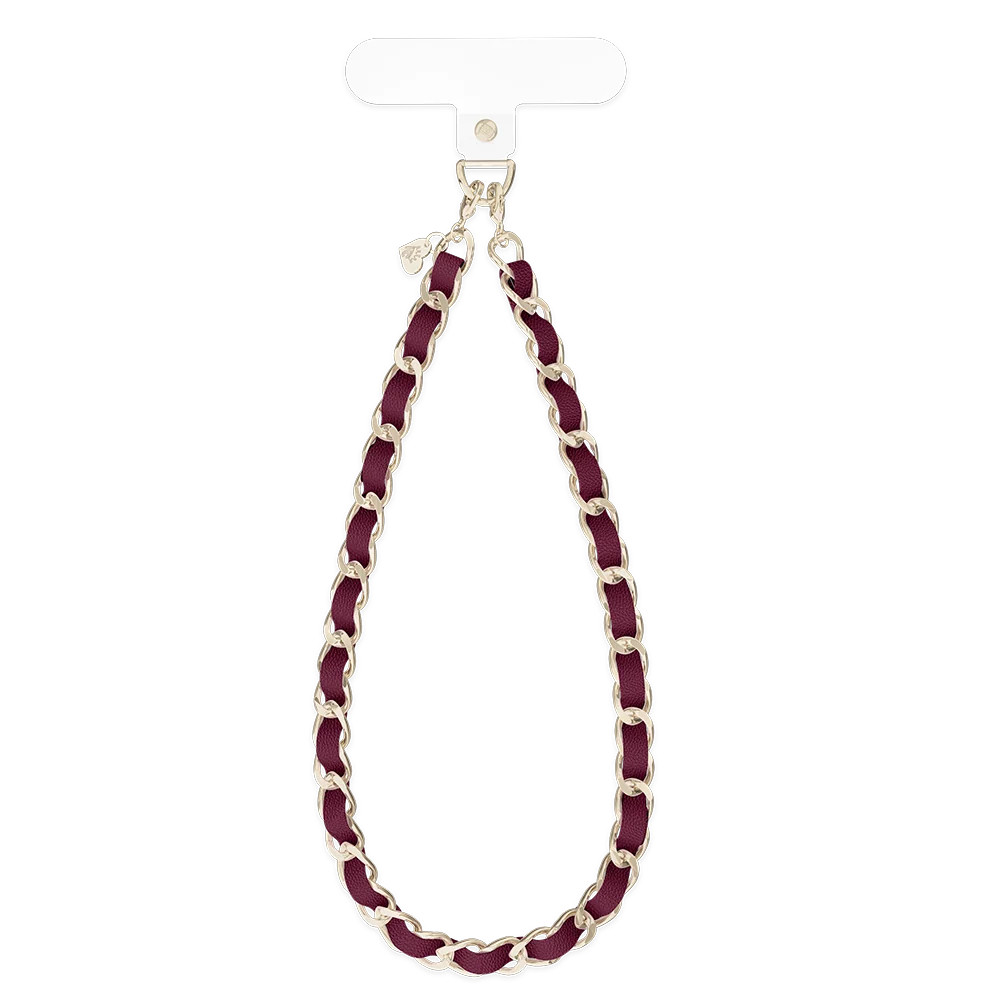 Burgundy Leather Chain Phone Charm | Velvet Caviar