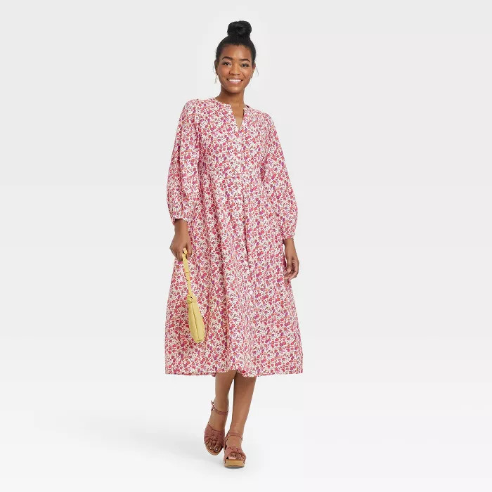 Women's Balloon Long Sleeve Button-Front Dress - Universal Thread™ | Target