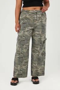 Plus Size Twill Camo Cargo Pants | Forever 21 | Forever 21 (US)