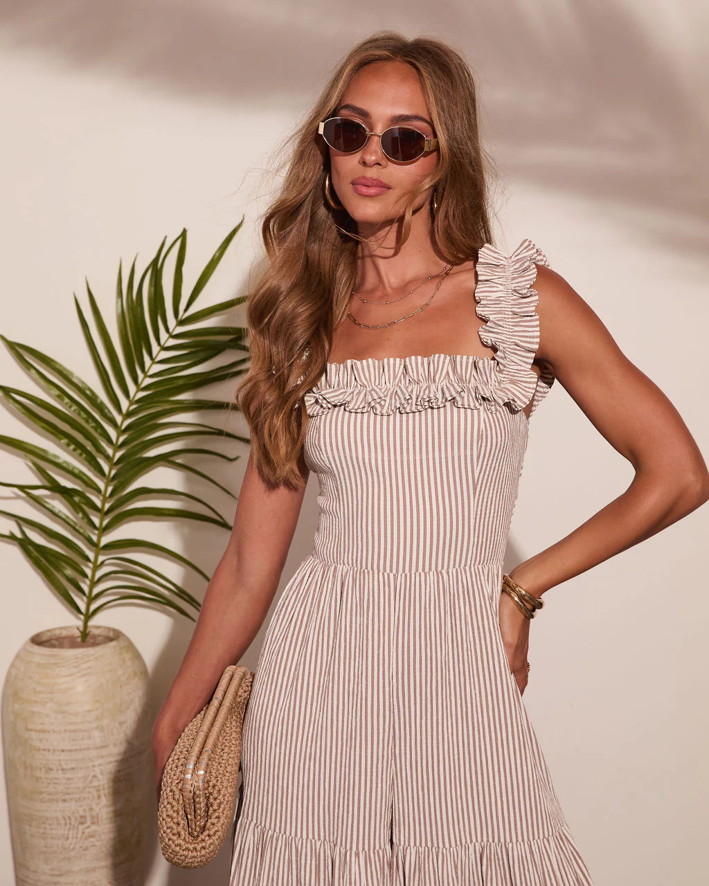 Summer Social Club Ruffle Striped Jumpsuit | VICI
