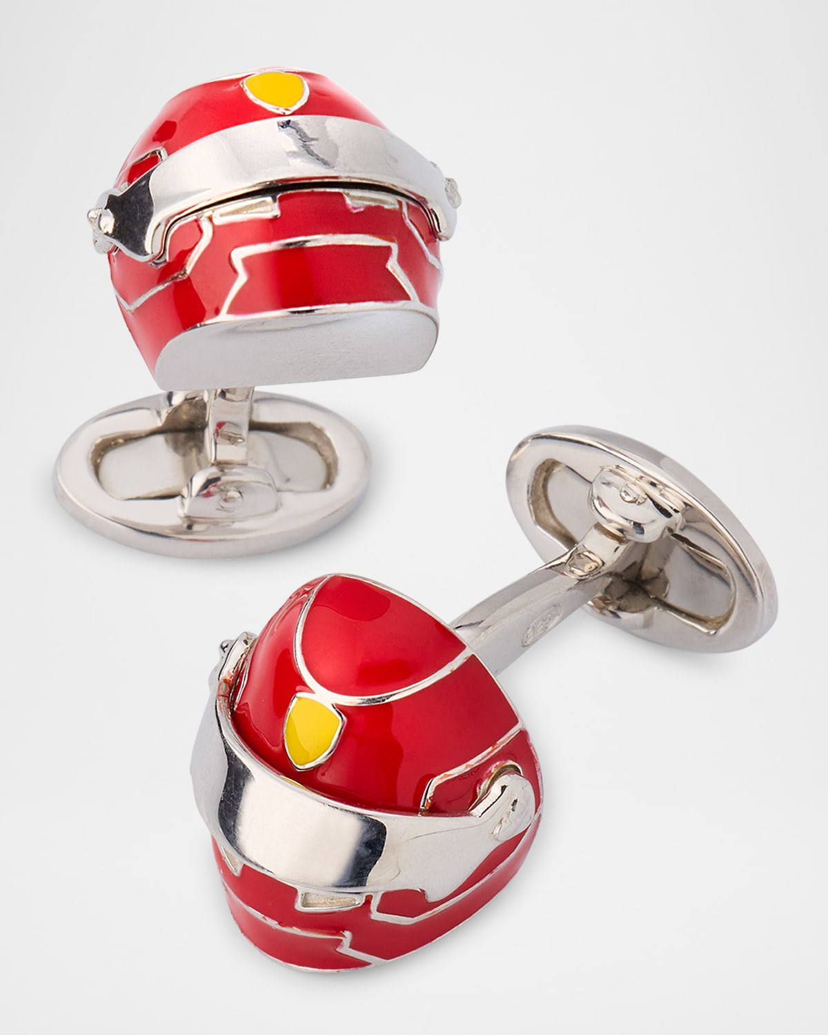 Men & apos;s Race Car Helmet Enamel and Sterling Silver Cufflinks | Neiman Marcus