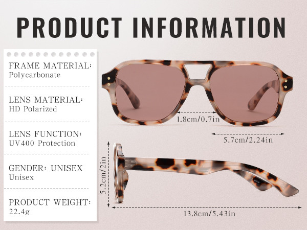 OUWEN Retro Polarized Square Aviator Sunglasses Womens Mens, Trendy Designer Rectangle Sun Glasse... | Amazon (US)