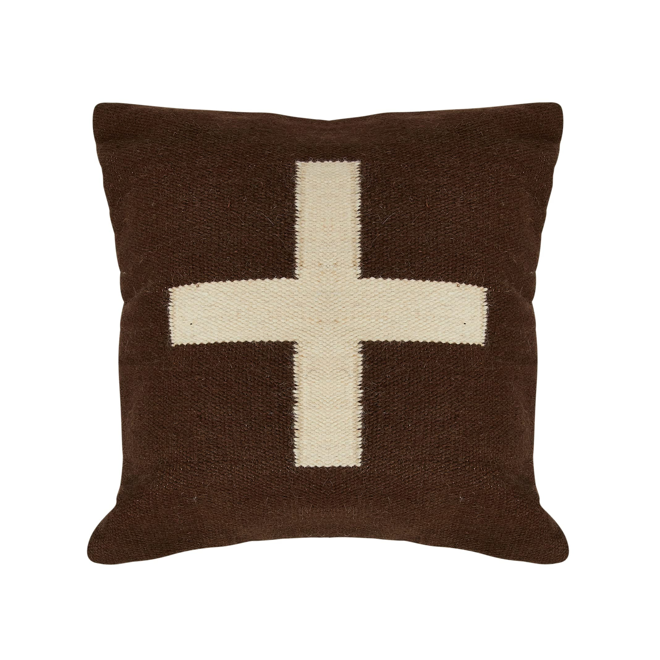 Creative Co-Op Swiss Cross Cotton Wool Throw Natural Pillow, Brown and Cream | Amazon (US)