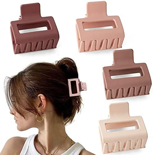 Bmobuo Hair Clips for Thin Hair 4Pcs Small Hair Clips 2" Matte Hair Clips Square Hair Clips Claw ... | Amazon (US)