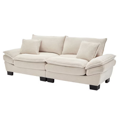 Airsurfer Beige Corduroy Loveseat Sleeper Sofa, Comfy Upholstered Couch with Pillows, Deep Seat for Bedroom, Living Room, Apartment, Office, Dorm | Target