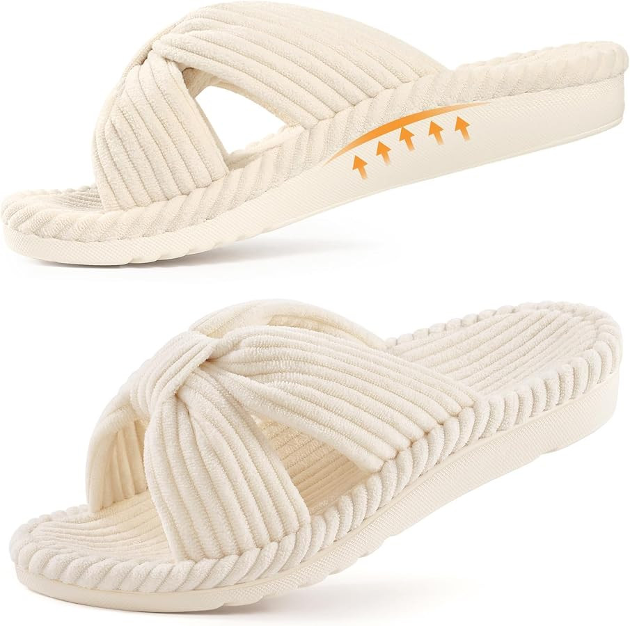 Litfun Orthopedic Arch Support Slippers for Women Comfortable Open Toe Indoor House Slippers Cord... | Amazon (US)