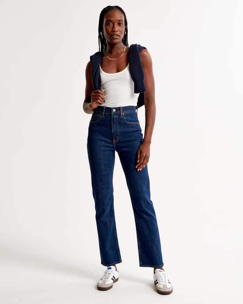 Women's Ultra High Rise Ankle Straight Jean | Women's Clearance | Abercrombie.com | Abercrombie & Fitch (US)