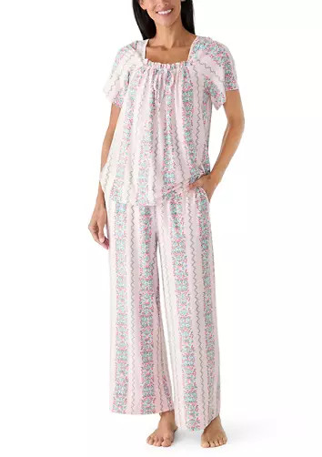 Women's Short Sleeve Flowy Top and Pants Set | Belk