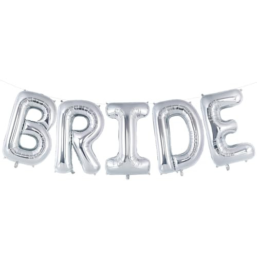 40 Inch Silver BRIDE Balloons, Giant Bride To Be Balloons, Bride Letter Balloons, Bachelorette Party Balloon, Bridal Photo Booth Bridal Banner for Wedding Bachelorette Party Decorations (Silver) | Amazon (US)