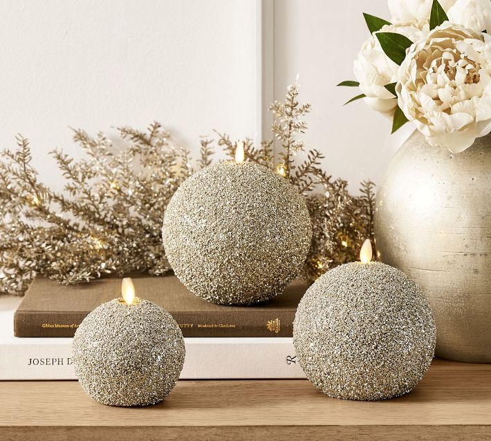 Premium Flickering Flameless Glitter Ornament Candle | Pottery Barn (US)