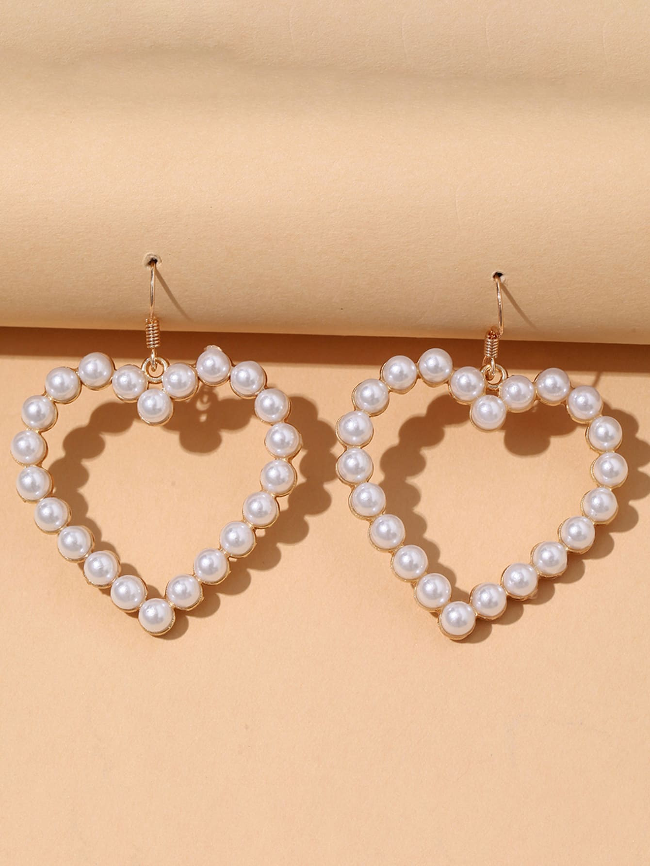 Faux Pearl Decor Heart Drop Earrings SKU: sw2107099557797441(500+ Reviews)$1.50Make 4 payments of... | SHEIN