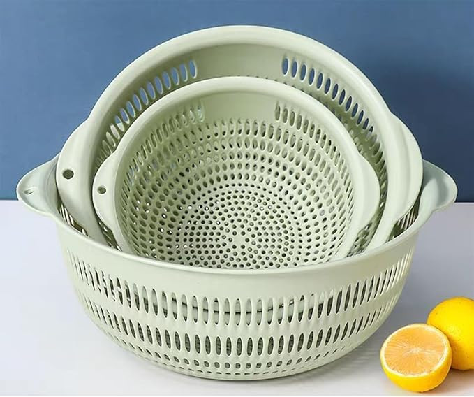 3 pcs Plastic Wash Basket Round Perforated Colander Wash Vegetables and Fruits Drain Cooked Pasta... | Amazon (US)