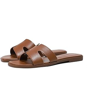 Stratuxx Kaze Open Toe Flat Dress Sandals Womens Slide Sandals Black, White, Tan Sandals for Wome... | Amazon (US)