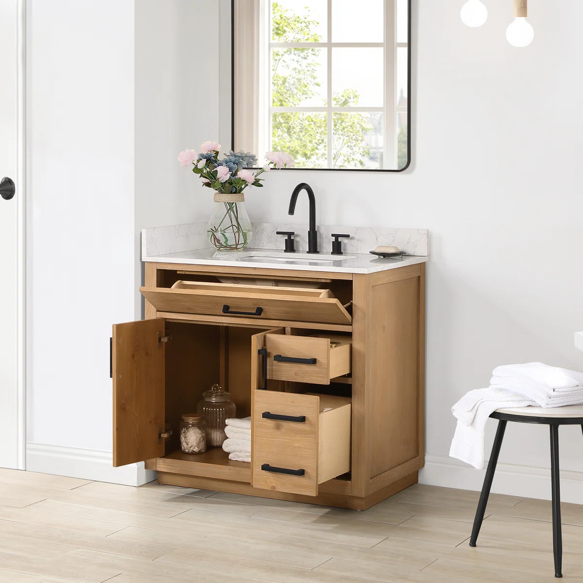 Gavino 36'' Single Bathroom Vanity with Stone Top | Wayfair North America