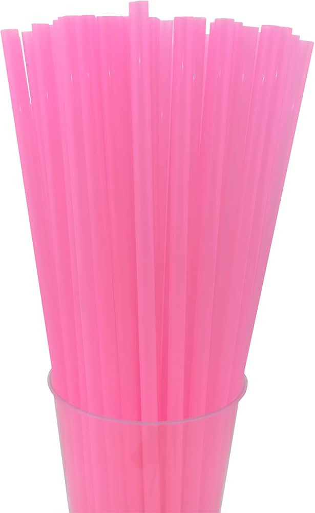 200PCS 10.2 Inches Disposable Decorative Pink Plastic Straws for Birthday Wedding Cocktail Party ... | Amazon (US)