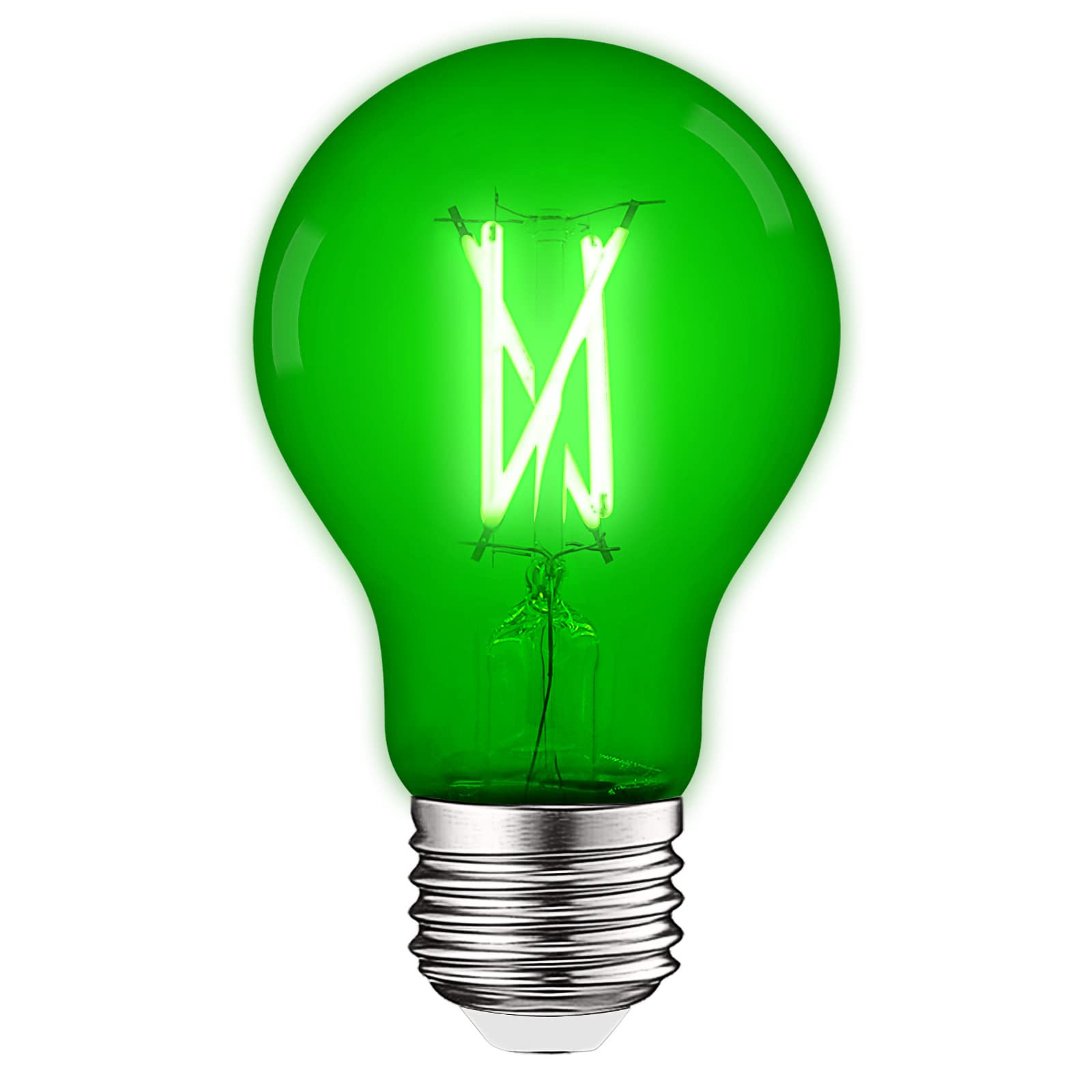 LUXRITE A19 Edison LED Green Light Bulb, 4.5W (60W Equivalent), Colored Glass Filament, UL Listed... | Amazon (US)
