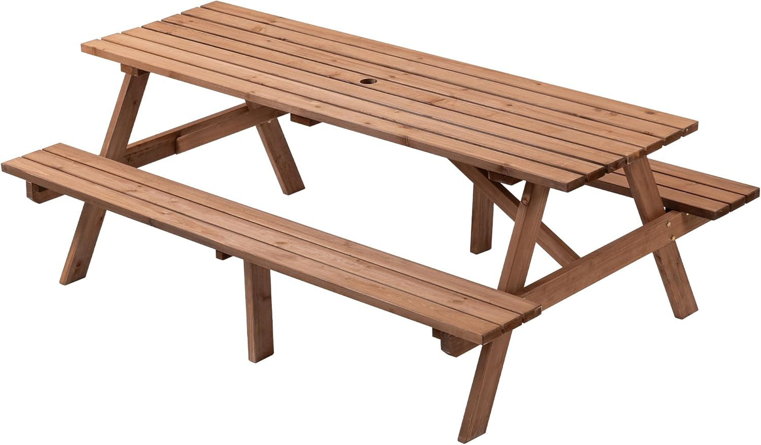 Picnic Table with Bench for 6-8 Person Outdoor Wooden Rectangle Table for Backyard, Porch, Patio,... | Amazon (US)
