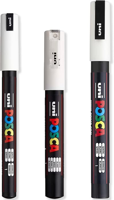 Posca - Ultra Fine to Fine Paint Marker Pens Set - PC-1MR, PC-1M, PC-3M - White Ink - Pack of 3 | Amazon (US)