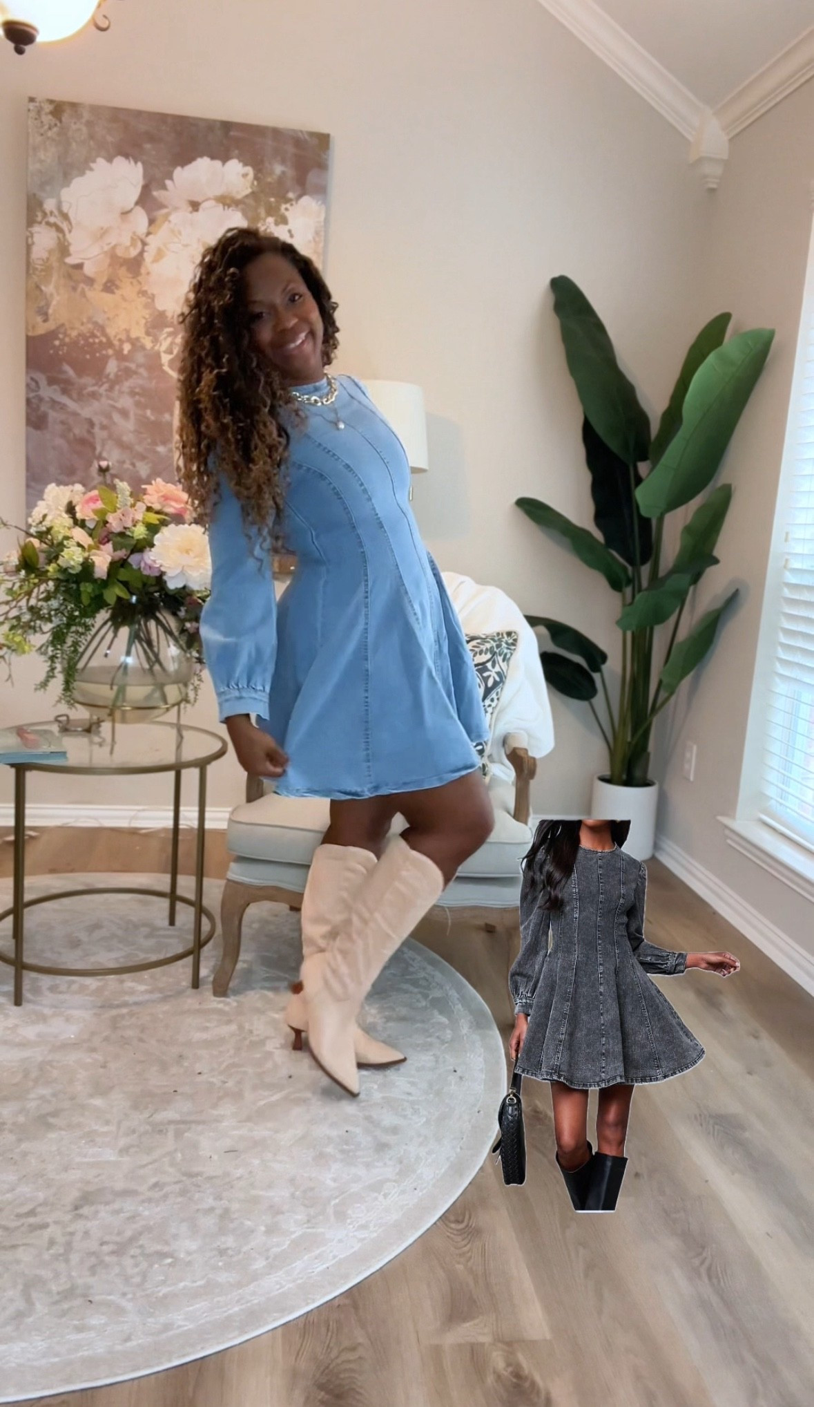 Denim dress and tan tall suede kitten heel boots!

Perfect for a fall and spring, concert, country concert, date, night, brunch, work, and church

#LTKSaleAlert #LTKStyleTip #LTKFindsUnder50