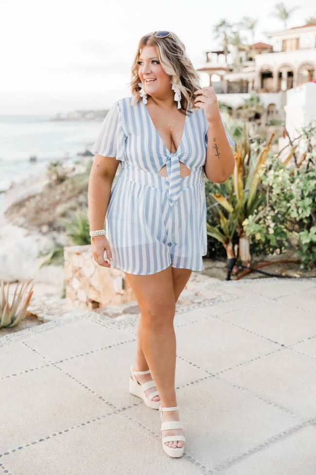 Love For A Lifetime Blue Striped Dress Romper | Pink Lily