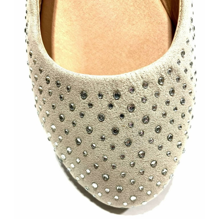 Womens Faux Suede Rhinestone Ballerina Ballet Flats Shoes 5 Colors 11, 4021 Nude | Walmart (US)
