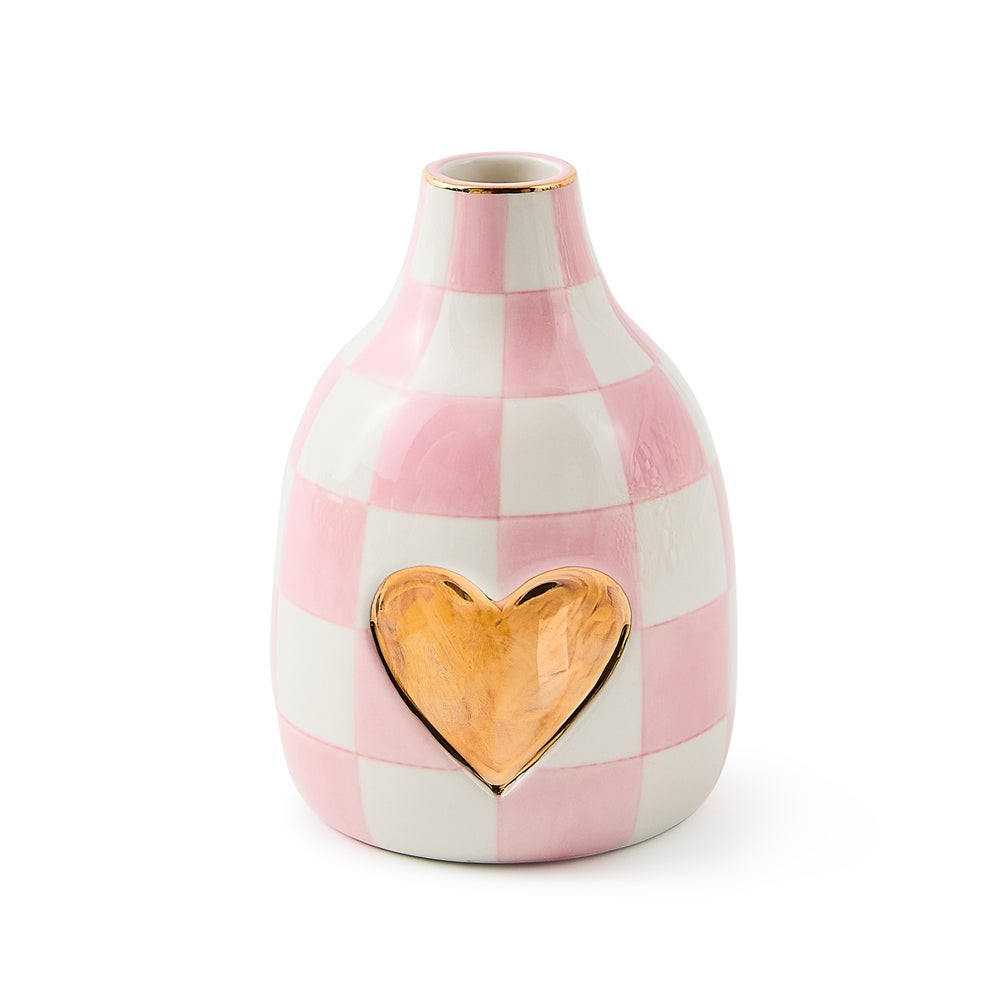 Rosy Check Heart Bud Vase | MacKenzie-Childs