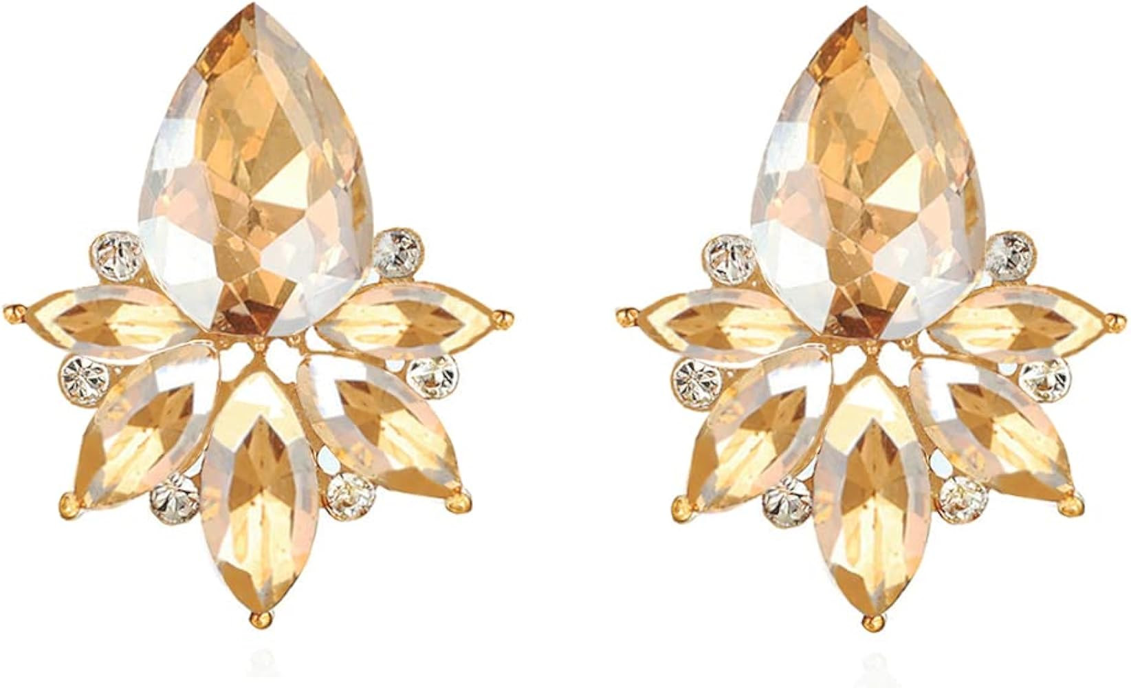 Vintage Rhinestone Earrings Fancy Crystal Cluster Drop Earrings Art Deco Earrings for Women | Amazon (US)