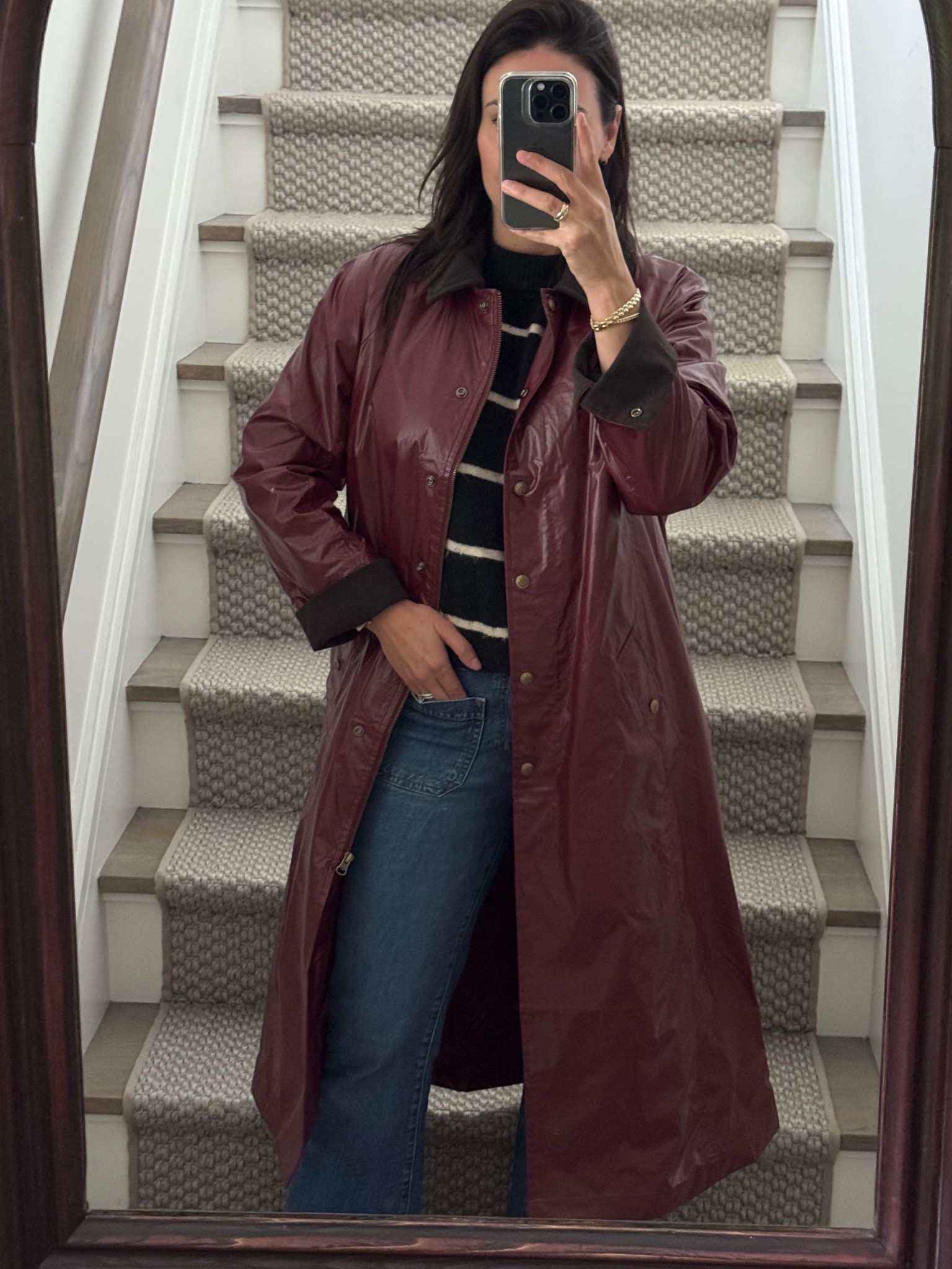 Rain coat with brown courd collar 

Also comes in blue 

#LTKStyleTip #LTKSeasonal