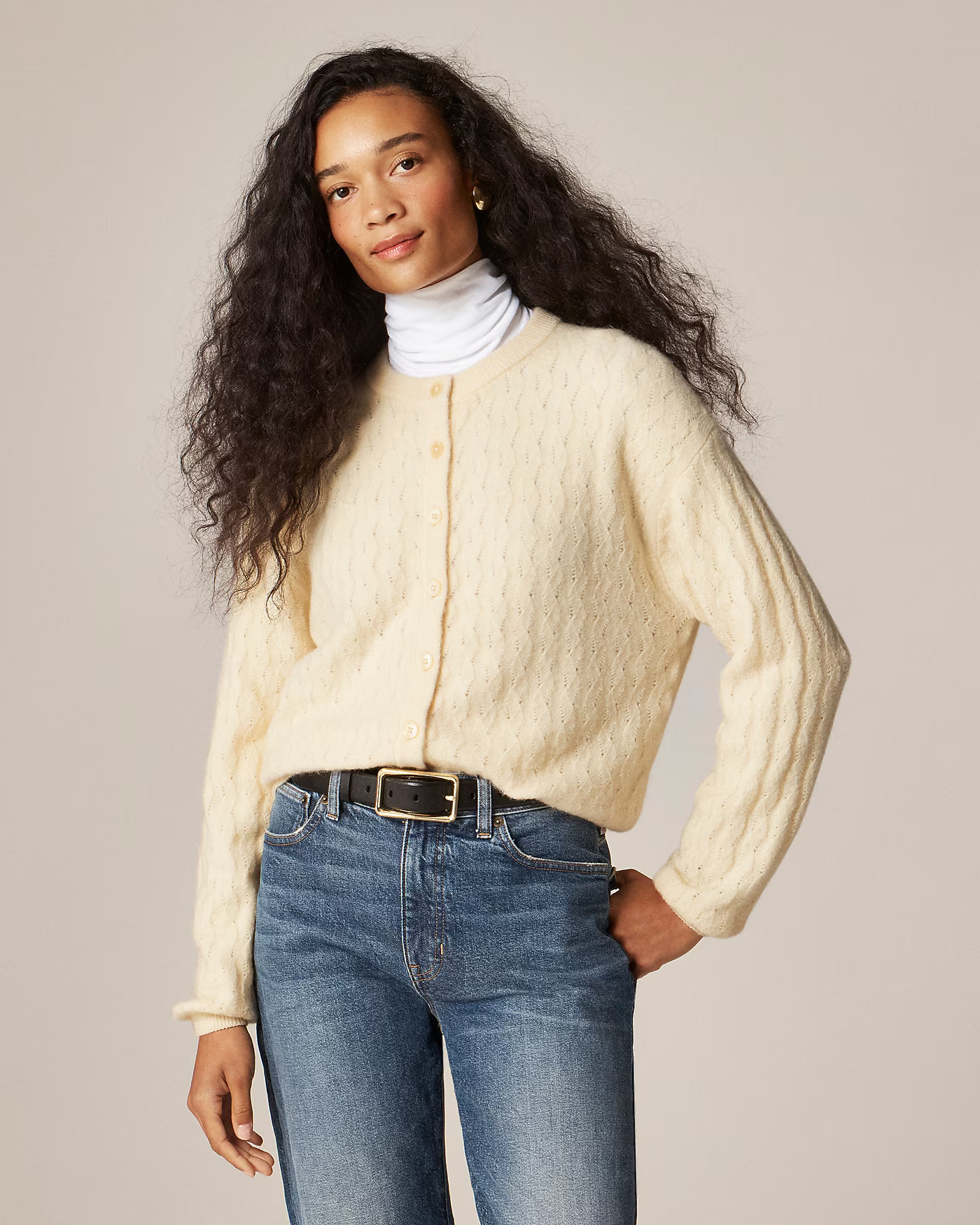 Supersoft pointelle bubble-hem cardigan | J. Crew US